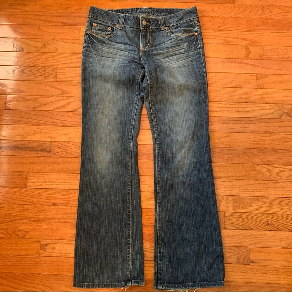 Y2K Style American Eagle Boyfriend 77 Jeans Distressed Whiskers